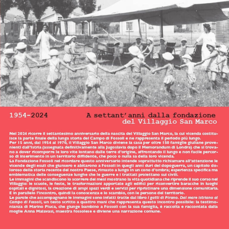2024 Calendario de la Fundación Fossoli dedicado al 70 aniversario de Villaggio San Marco